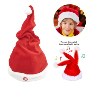 Electric Christmas Santa Hat Battery-Operated Funny Shaking Dancing Singing Santa Claus Hat Xmas Party Prop