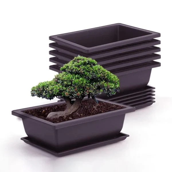 Flowerpots Plastic Plants Pots with Trays Garden Landscape Bonsai Pot Outdoor Rectangular Square Planter Flower Pot Home Decor - Image 2