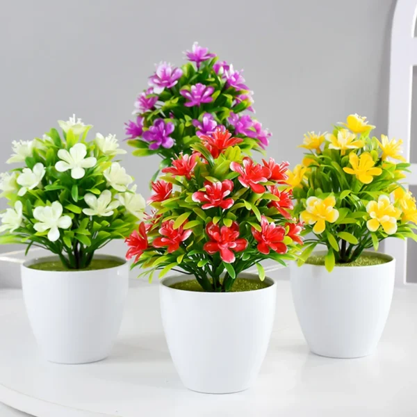 1pc Artificial Potted Plant Small Bonsai Flowers Pot Simulated Tree Ornaments Wedding Home Hotel Office Table Decor Fake Plants