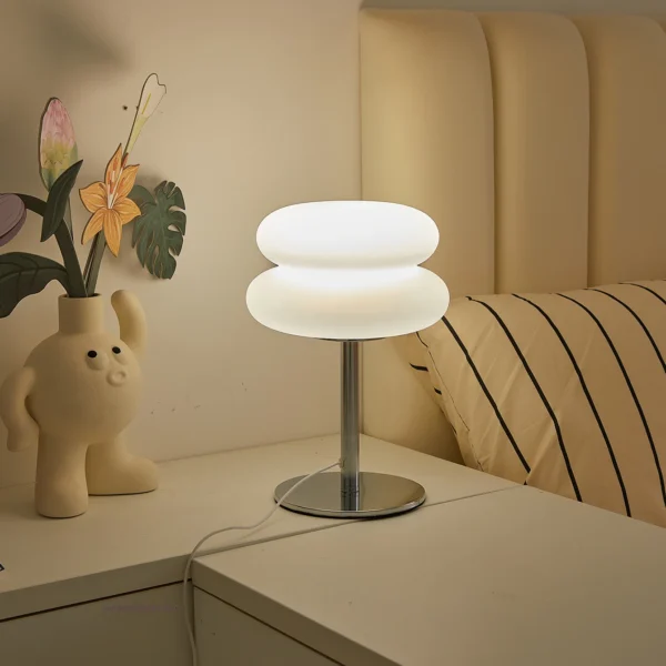 Bedroom bedside lamp creamy style table lamp USB plug tri color dimming living room study atmosphere light - Image 3