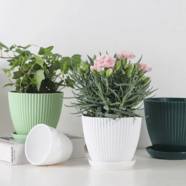 Home Garden Pots with Tray Planters Flower Plant Pots Multi Color Flower Seedling Nursery Pots with Tray for Outdoor Indoor FU - Image 3