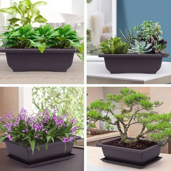 Flowerpots Plastic Plants Pots with Trays Garden Landscape Bonsai Pot Outdoor Rectangular Square Planter Flower Pot Home Decor - Image 3