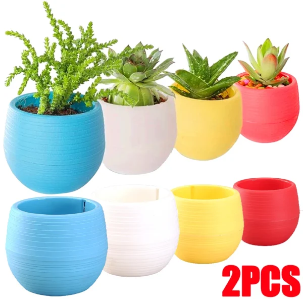 Mini Resin Stone Ball Flower Pot Multiple Colors Automatic Water Storage for Succulent Fleshy Potted Plants Home Garden Supplies