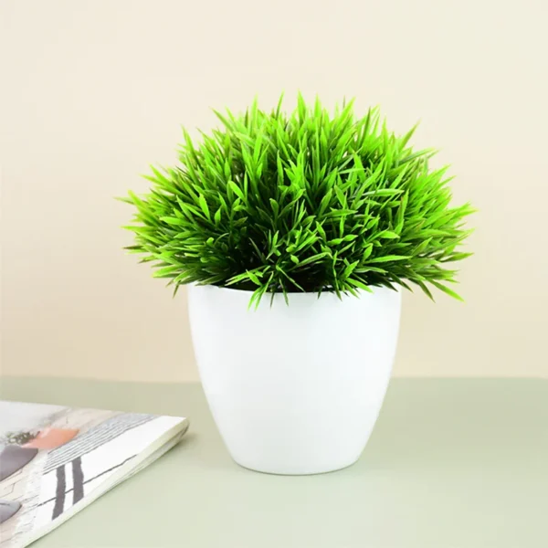 Artificial Plants Potted Green Bonsai Small Tree Grass Plants Pot Ornament Fake Flowers for Home Garden Decoration Wedding Party - Image 3