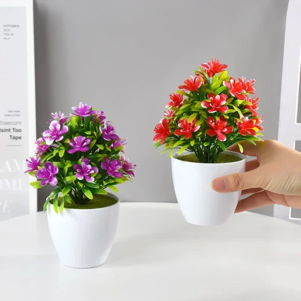 1pc Artificial Potted Plant Small Bonsai Flowers Pot Simulated Tree Ornaments Wedding Home Hotel Office Table Decor Fake Plants - Image 4