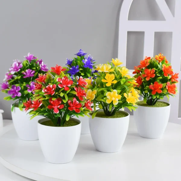 1pc Artificial Potted Plant Small Bonsai Flowers Pot Simulated Tree Ornaments Wedding Home Hotel Office Table Decor Fake Plants - Image 2