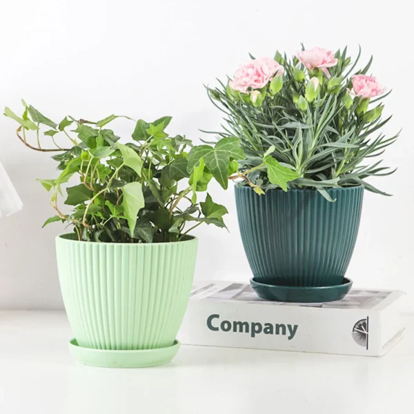 Home Garden Pots with Tray Planters Flower Plant Pots Multi Color Flower Seedling Nursery Pots with Tray for Outdoor Indoor FU - Image 2