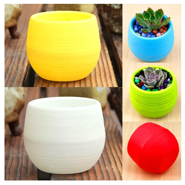 Mini Resin Stone Ball Flower Pot Multiple Colors Automatic Water Storage for Succulent Fleshy Potted Plants Home Garden Supplies - Image 2