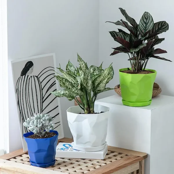 Flowerpot Durable Stable Decorative Breathable Succulents Nursery Garden Planter with Tray for Home - Image 3