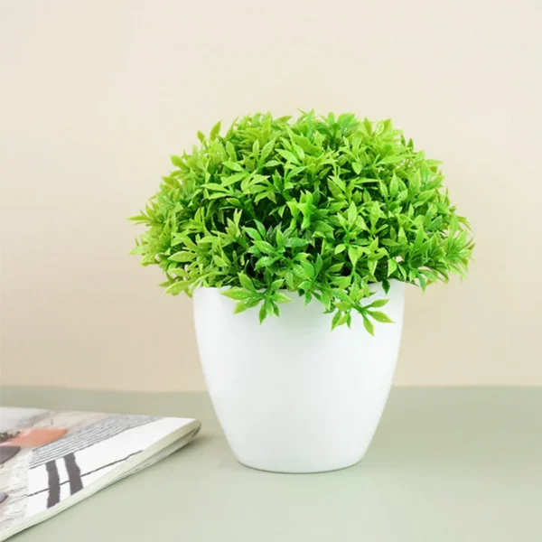 Artificial Plants Potted Green Bonsai Small Tree Grass Plants Pot Ornament Fake Flowers for Home Garden Decoration Wedding Party - Image 2