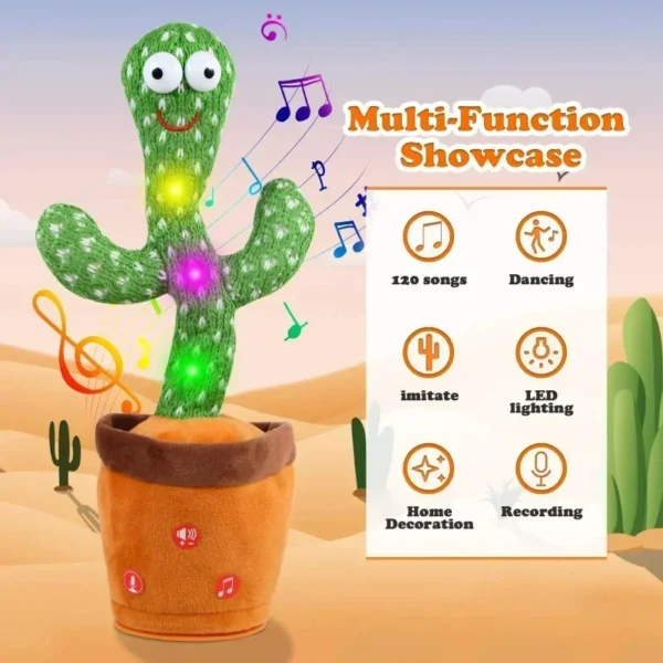 Dancing and Talking Cactus Toy Sunshine Cactus Children's Electronic Plush Toy with 120 Songs Children's Birthday Gifts - Image 4