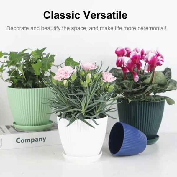 Home Garden Pots with Tray Planters Flower Plant Pots Multi Color Flower Seedling Nursery Pots with Tray for Outdoor Indoor FU - Image 4