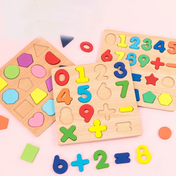 Kids Alphabetic Arithmetic Number Geometric Shapes Wooden Puzzle Montessori Preschool Learning Educational Game Toy for Children - Image 5