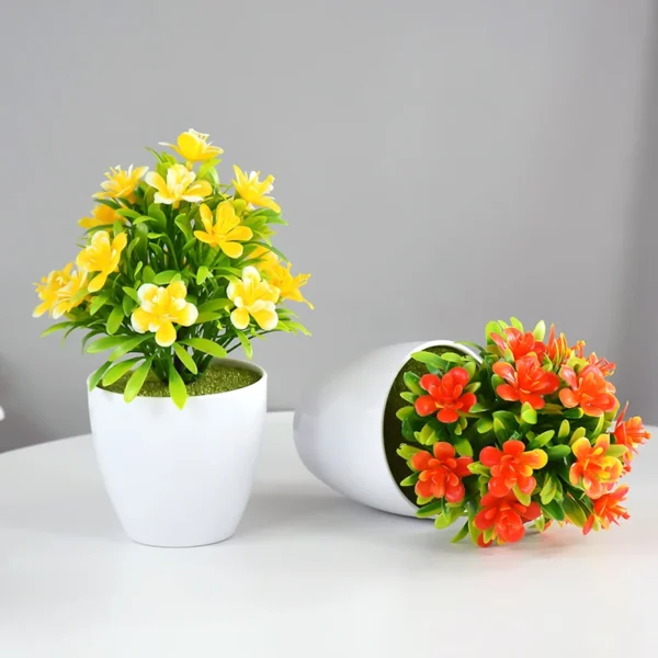 1pc Artificial Potted Plant Small Bonsai Flowers Pot Simulated Tree Ornaments Wedding Home Hotel Office Table Decor Fake Plants - Image 5