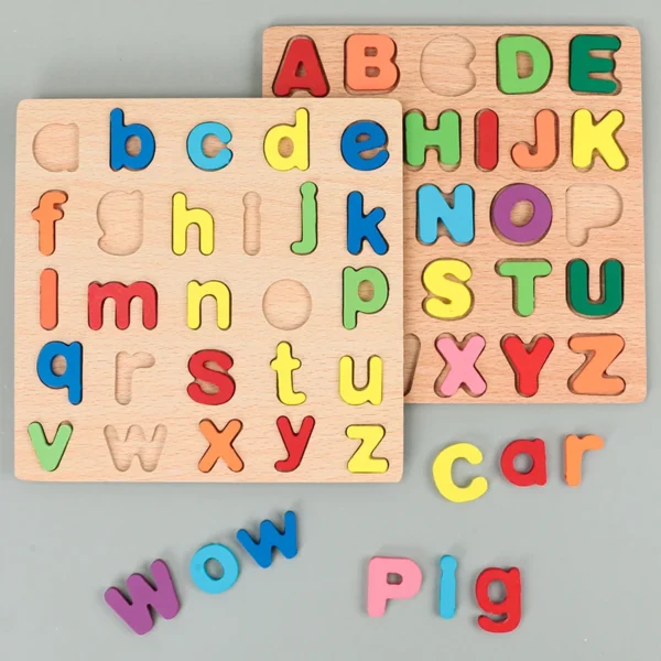 Kids Alphabetic Arithmetic Number Geometric Shapes Wooden Puzzle Montessori Preschool Learning Educational Game Toy for Children - Image 4