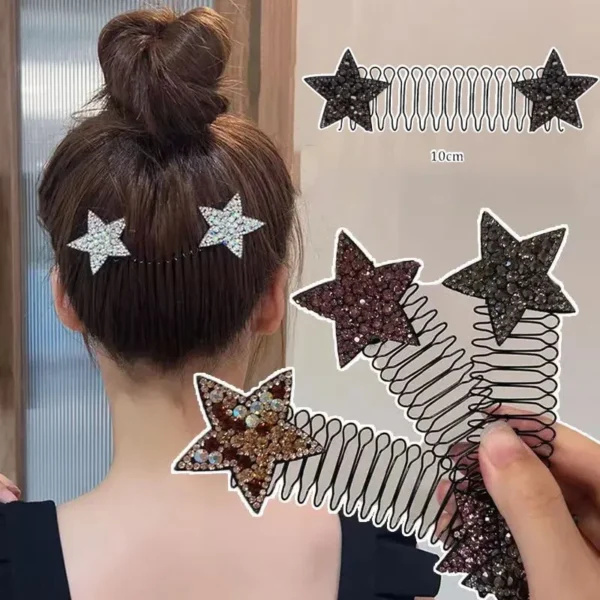 Shining Rhinestones Star Stretch Hair Comb For Women Broken Hair Finish Tool Bangs Clip Hair Clip Fashion Hair Accessories