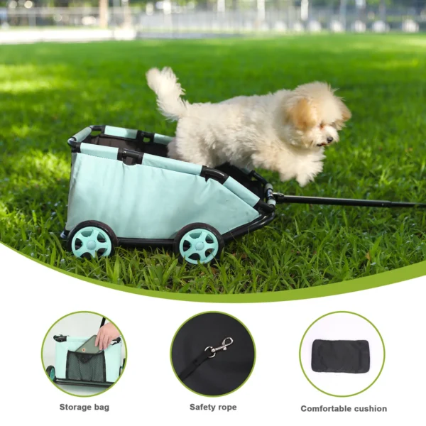 Small Pet Cart 4 Wheels Folding Dog Stroller Lightweight 360° Rotating Trolley Pet Stroller Small Cats Dogs Rolling Cat Carrier - Image 4