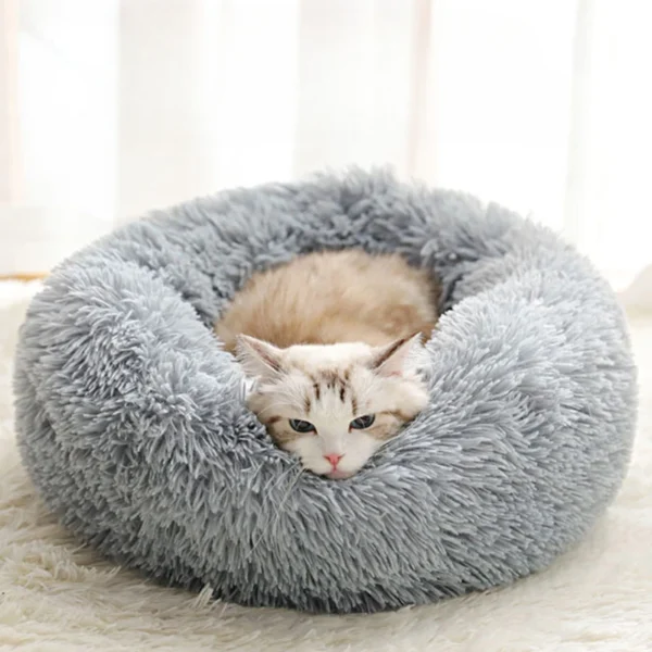 Home Plush Pet Nest Winter Cat Nest Dog Nest Warm Detachable and Washable Round Cat Nest Pet Bed Seasonal Universal Decoration - Image 2