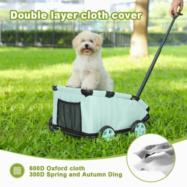 Small Pet Cart 4 Wheels Folding Dog Stroller Lightweight 360° Rotating Trolley Pet Stroller Small Cats Dogs Rolling Cat Carrier - Image 2